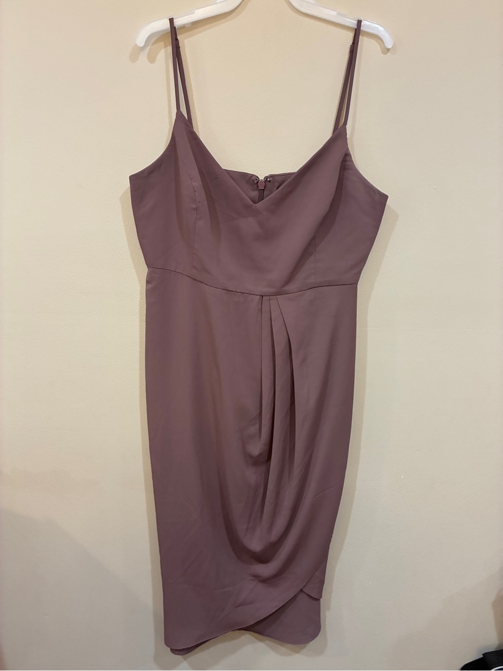 Lulu's brown Slip Midi Dress with Draped Front